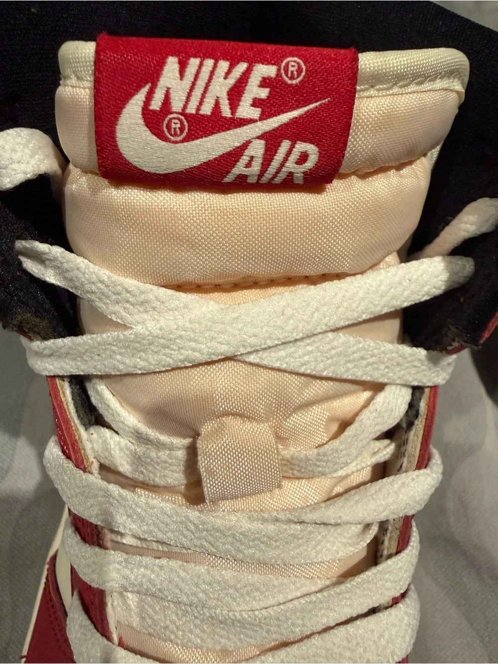 Jordan Air Retro High Top Sneakers in Red, White & Black